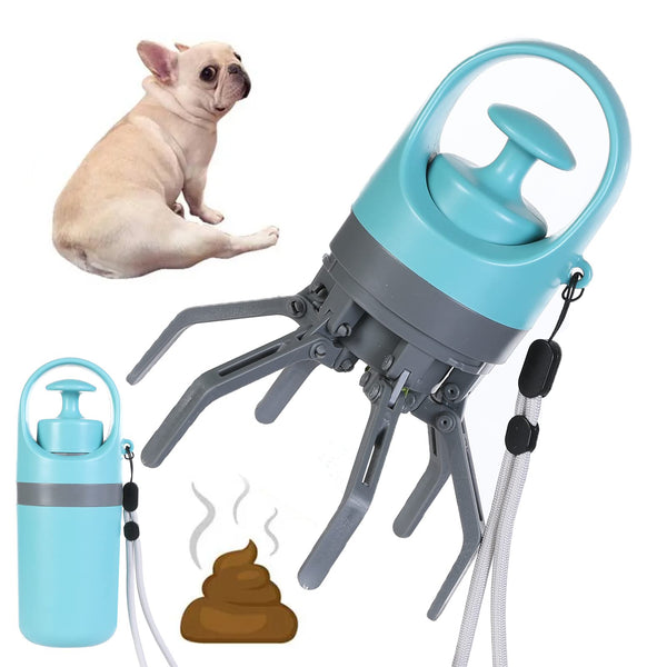 2-in-1 Portable Dog Pooper Scooper – Lightweight 8-Claw Design with Built-In Bag Dispenser